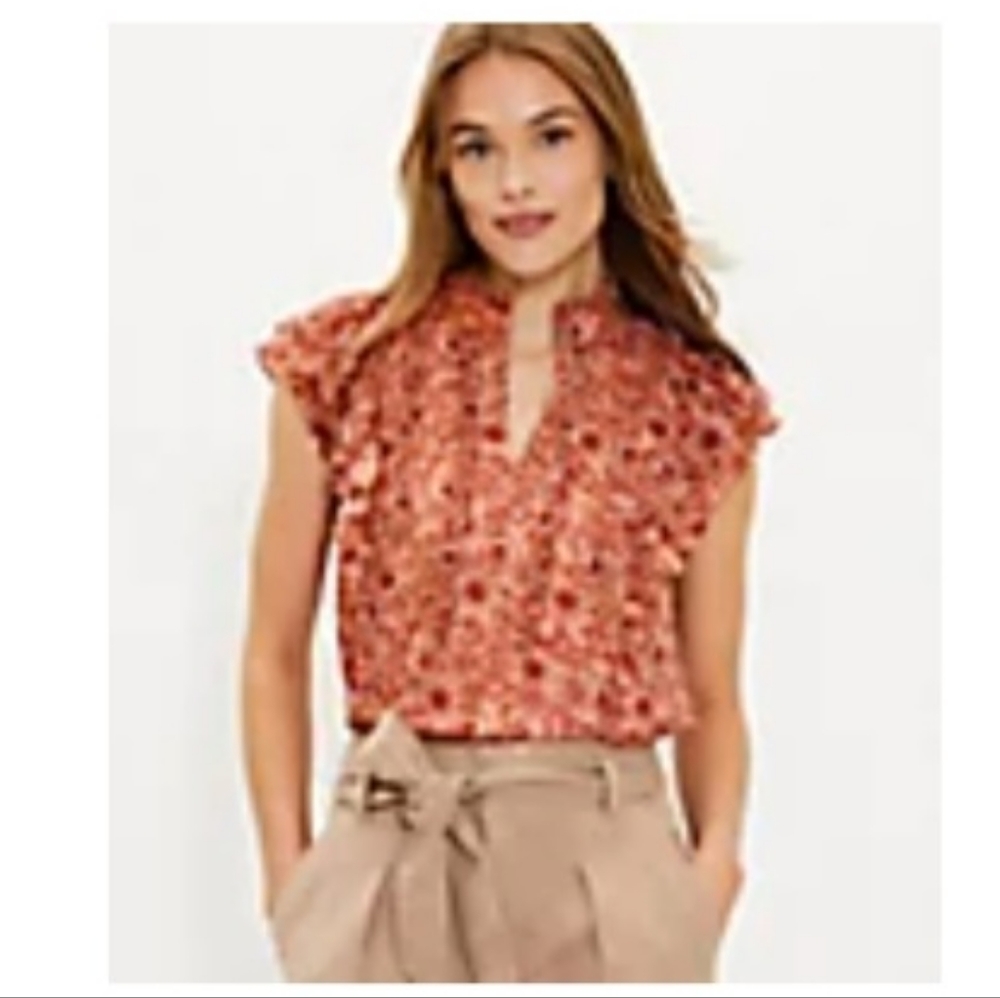 Loft floral clip Ruffle shell - Picture 9 of 12